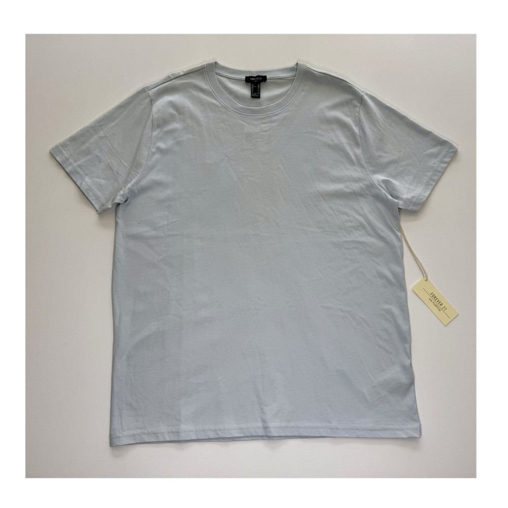 Forever 21 Baby Blue Crew Neck Cotton Jersey T-Shirt Men XL Regular 3186C